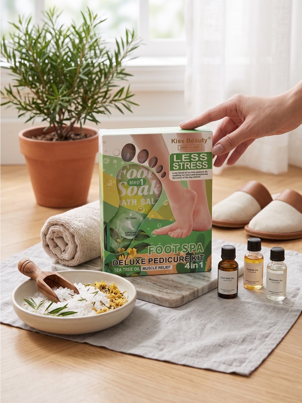 Kiss Beauty 4-in-1 Foot Spa Deluxe Pedicure Kit Tea Tree Muscle Relief
